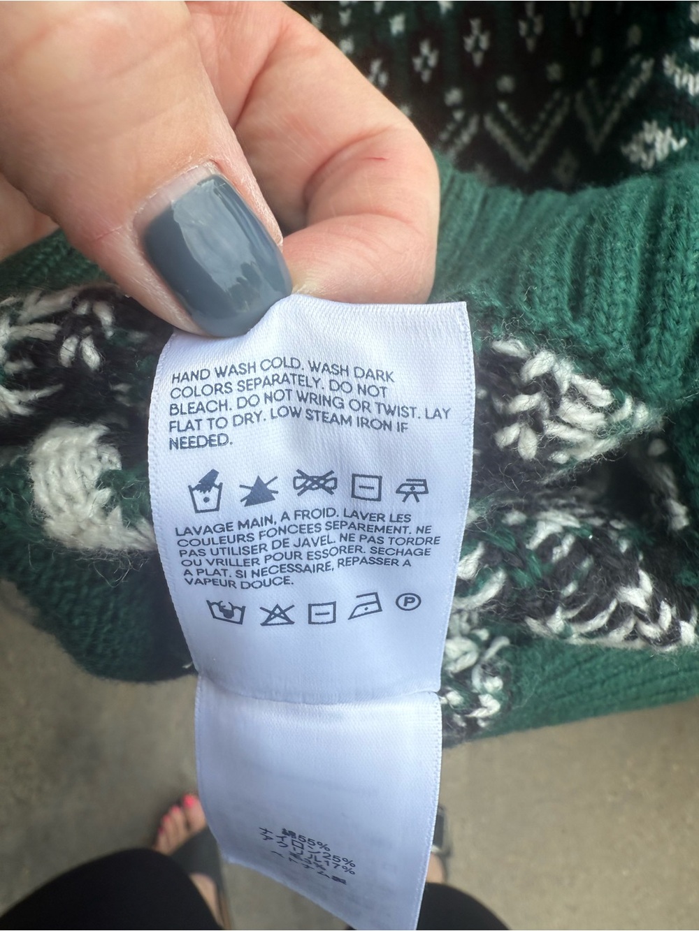 Lands' End Green Fair Isle Turtleneck Sweater - Picture 5 of 6